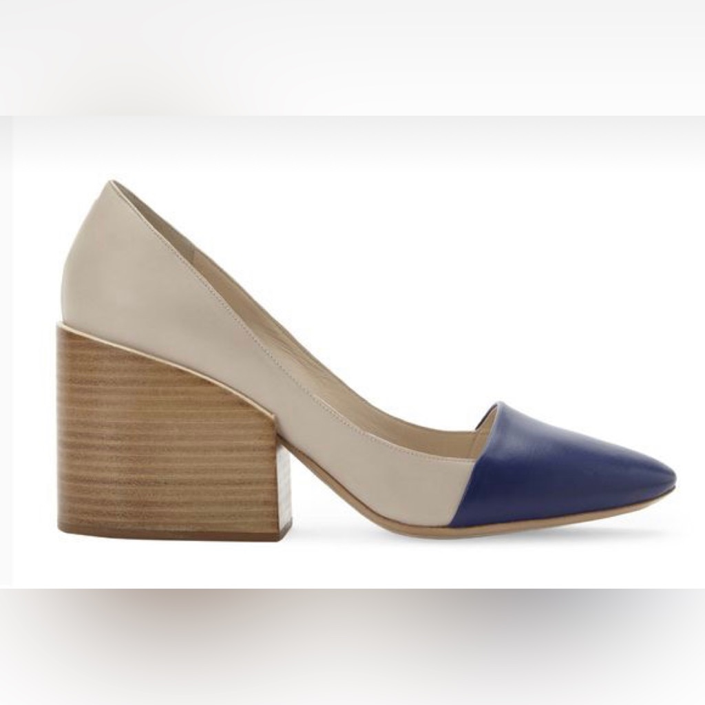 Chloe Stacked Wood Wedge Close Toe Heel
